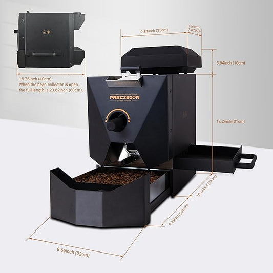 1Pound Electric Coffee Roaster for Home Use, Automatic Roasting And Easy Operation, With A Smoke Filter(Suitable for light roasting), 2 Chimney Tube, And Chaff Collector.