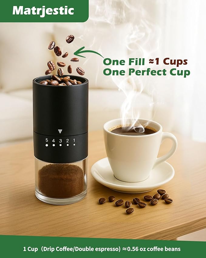 Stainless steel Burr Manual Coffee Grinder for Drip French Press,5 Adjustable Settings,Hand Coffee Grinder,For Home Use and Camping,Coffee Bean Grinders With Hand Crank (Stainless steel Burr-Black)