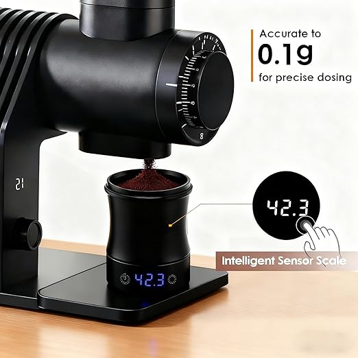 Digital Coffee Scale with Dosing Cup 2-in-1, 0.1g Precision USB-C Rechargeable Espresso Scale, IPX4 Waterproof, Multi-Purpose for 58mm Espresso Machines, Drip, French Press