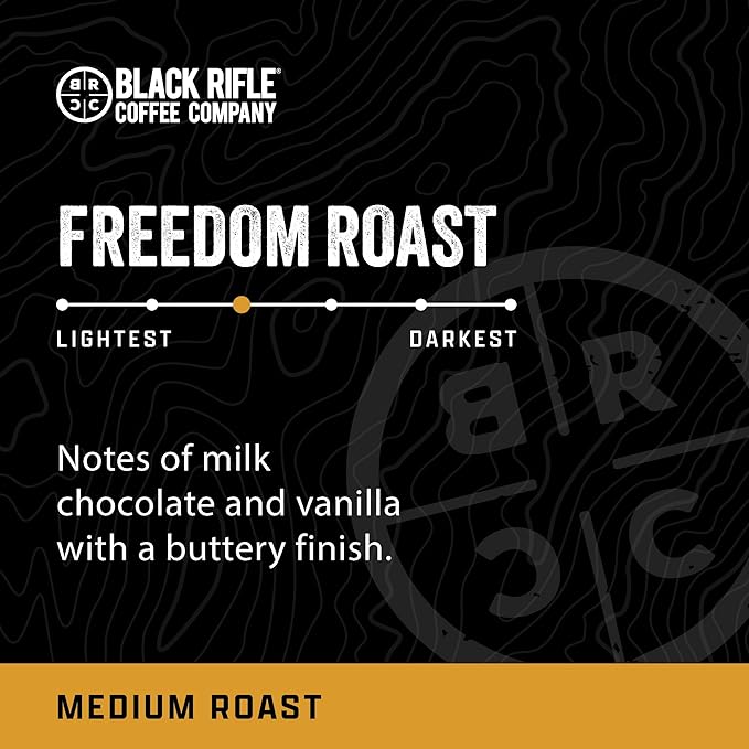 Black Rifle Coffee Company Freedom Roast, 12oz Bag, Ground Coffee Medium Roast - Roasted Blend Made from Arabica Beans - Colombian & Brazilian Beans - Veteran Founded & American Made