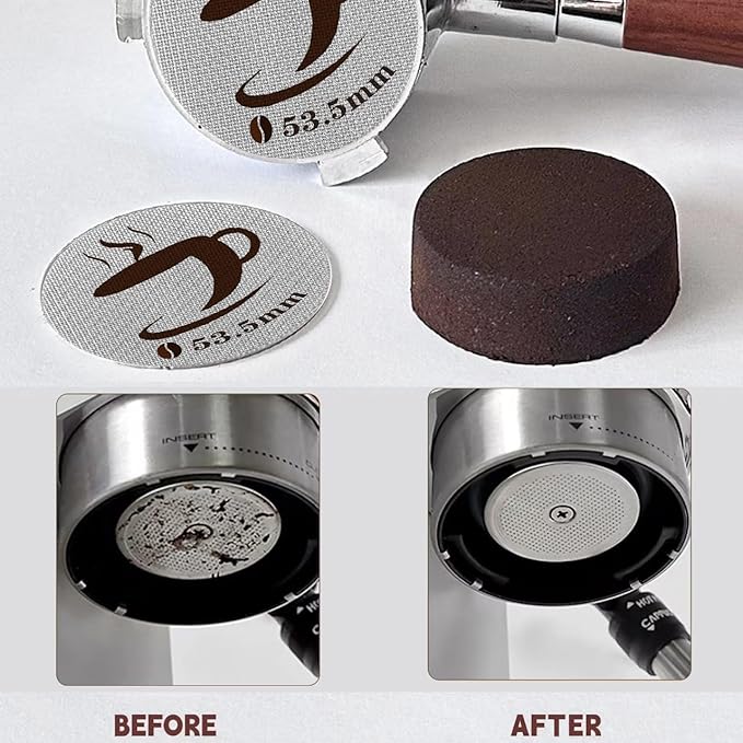 3 Packs 53.5mm Espresso Puck Screen, Reusable Puck Screen Replacement, Perfect Espresso Distribution Tool Compatible with Espresso Machine 53.5mm Portafilter Basket, 1.7mm Thickness 150μm