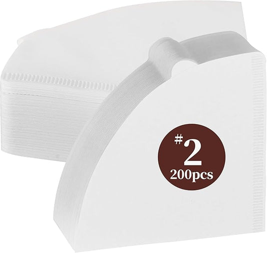 FsLvniu Coffee Filters, Size 02 White Cone Filters, 200 Count Disposable Natural Paper Filters 2-4 Cup for Pour Over and Drip Coffee Maker