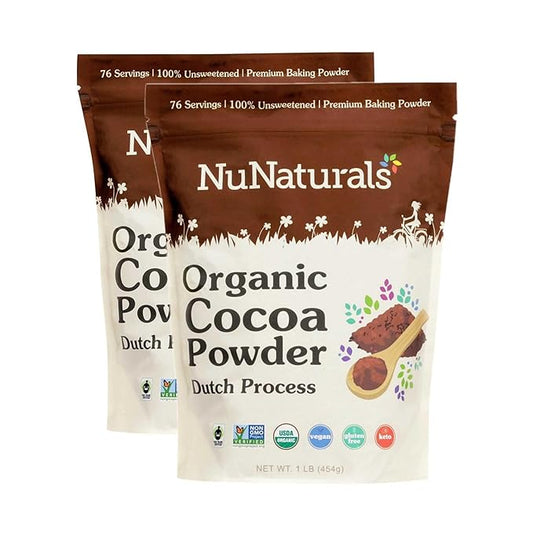 NuNaturals Cocoa Dutch Process Organic 10-12%, 1 lb 2 Pack