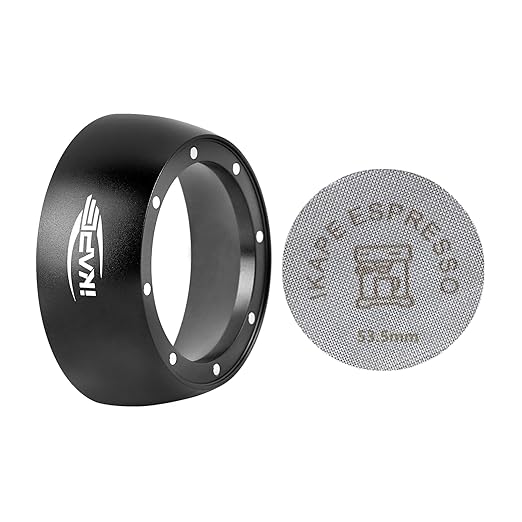 IKAPE Magnetic Dosing Funnel Set, 53MM Espresso Dosing Ring & Puck Screen Kit Compatible with 53 mm Bottomless Portafilter - with 10 Small Magnet (Black)