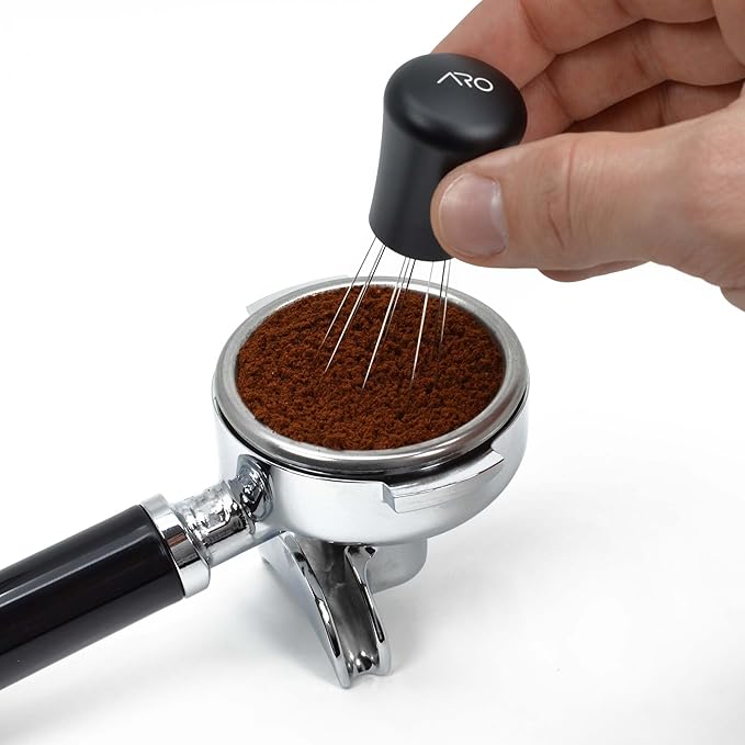 ARO Espresso™ WDT Tool and Self-Aligning Stand | Includes 10x, Flat-Tipped, 0.35mm Diameter, Stainless Steel Pins