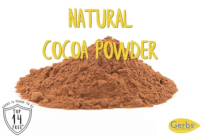 Gerbs Natural Cocoa Powder 2 lbs. | 10-12% Cocoa Butter Fat, Resealable Bag | Classic Unsweetened Cocoa | Top 14 Allergen-Free