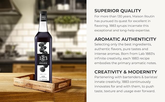 1883 Blackberry Syrup for Drinks, Made in France, 1 Liter Glass Bottle