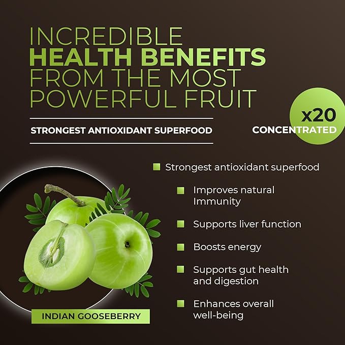 Amla Green Organic Ground Superfood Coffee, Medium Roast Gourmet Coffee with Antioxidant Rich Indian Gooseberry, 100% Arabica Special with Amla Benefits, 16 Oz