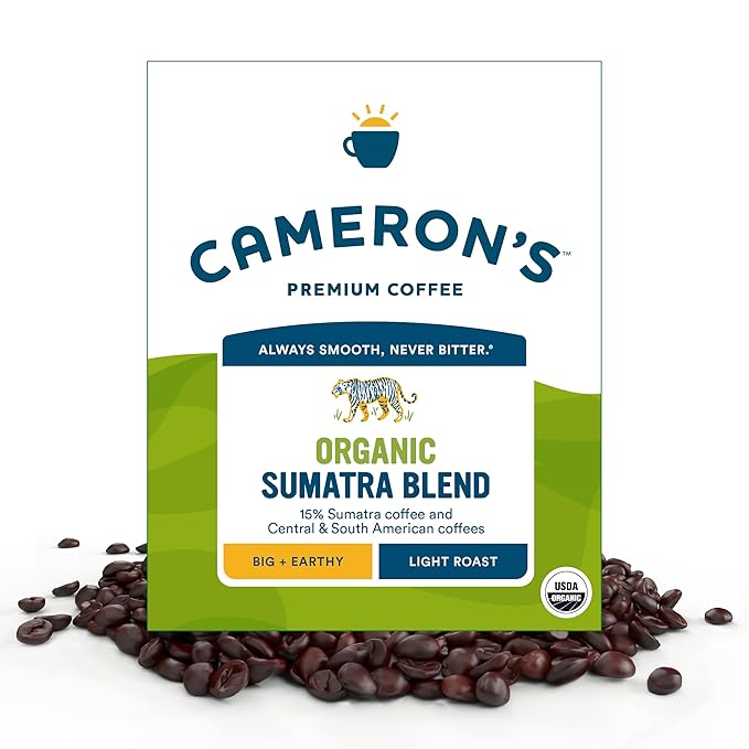 Cameron's Coffee Roasted Whole Bean Coffee, Organic Sumatra Blend, 4 Pound
