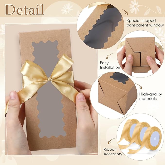 Windyun 100 Pcs Tumbler Gift Boxes for Sublimation Glass Exhibition Boxes Transparent for 12oz 16oz 20oz Shipping Cup Exhibition Packaging for Jars Mug Can Party Supplies(Kraft)