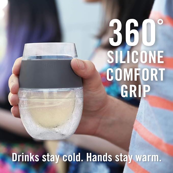 Host Plastic Stemless Wine Glasses - Double Wall Insulated FREEZE Drink Chiller Marble Wine Cup with Freezing Gel, Wine Glasses for Red and White Wine, 8.5 oz, Marble