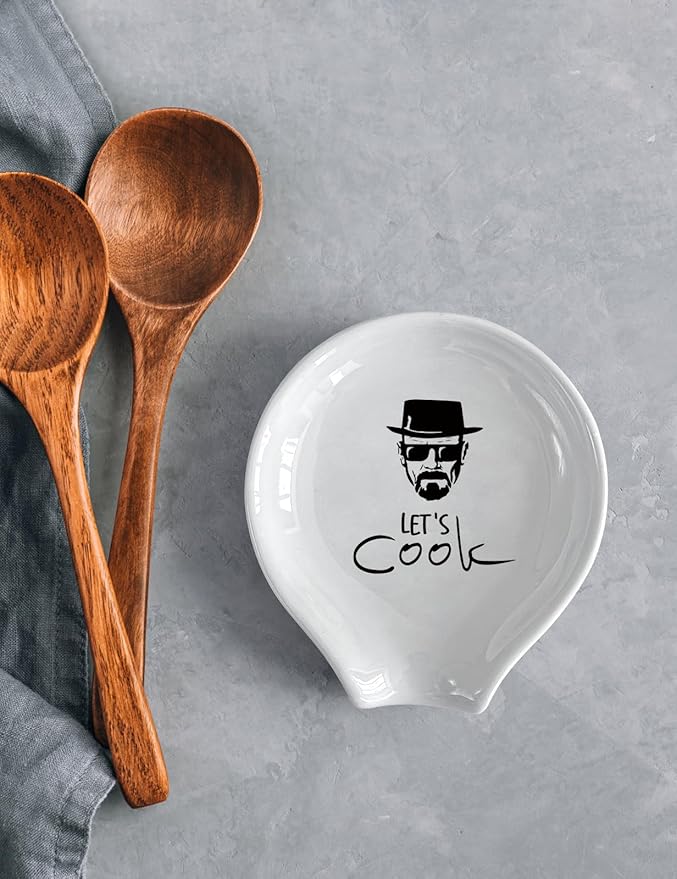 Funny Let’s Cook Coffee Spoon Holder Kitchen Spoon Rest, Coffee Station Decor Coffee Bar Accessories, Gift for Coffee Lovers, Women, Chef and Men
