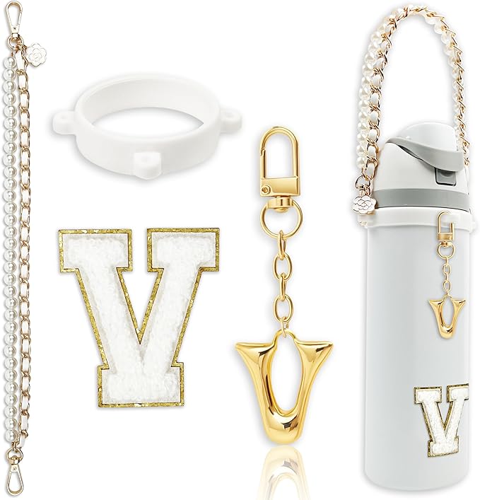 Letter Handle Strap Accessories with Cute Initial Charm Compatible with Owala Water Bottle 24oz 32oz 40oz Owala Kids