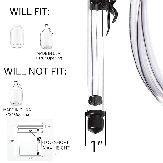 Fermtech - Auto Siphon Mini with 6 Ft of Food Safe Tubing & Clamp - Easy Home Brewing, Winemaking Kit, Complete System for Beer, Wine, Liquid Transfer & Fermentation Tools - Perfect for Small Batches