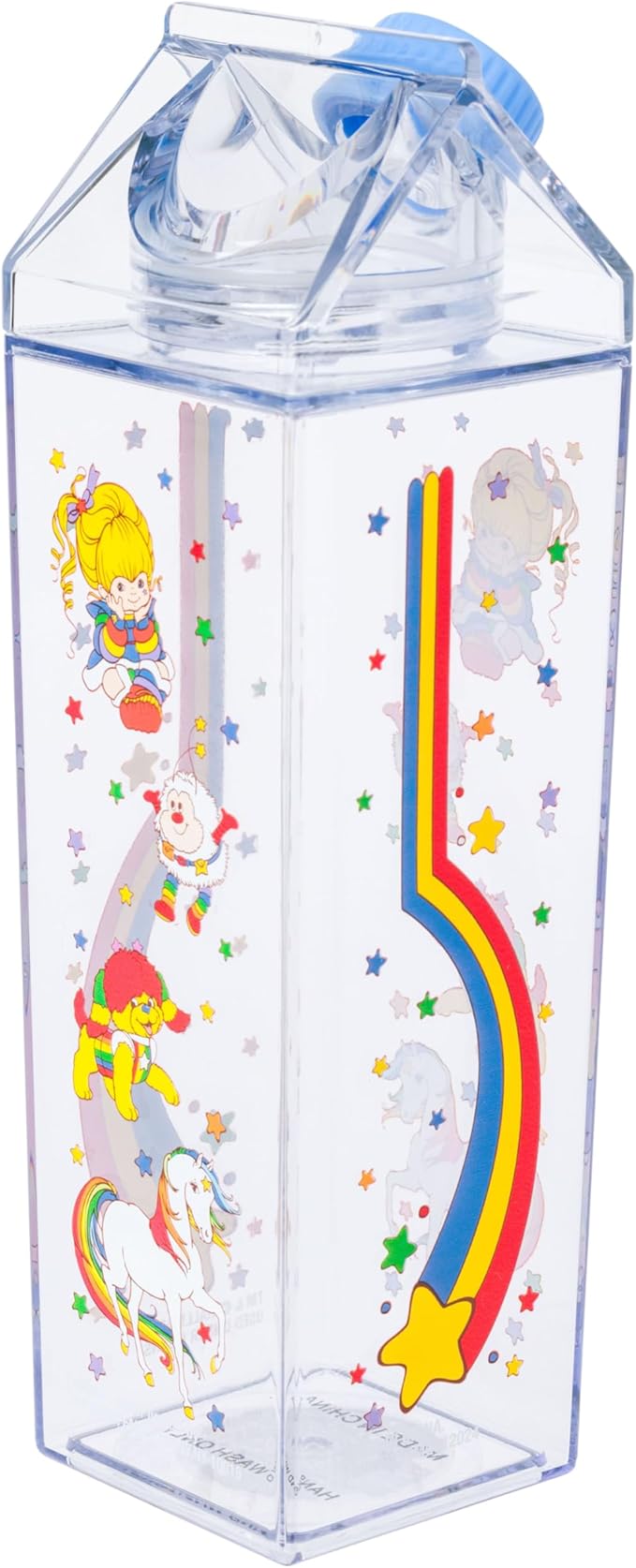 Silver Buffalo Rainbow Brite Plastic Milk Carton Bottle Featuring Rainbow Brite, Twink, Puppy Brite, and Starlite, 16.2 Ounces