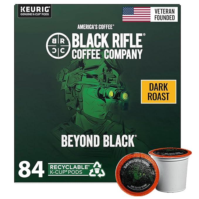 Black Rifle Coffee Company Dark Roast Coffee Pods – 100% Arabica, Bold, Smoky Single-Serve K-Cup Compatible – Veteran-Founded Premium Coffee – Beyond Black – 84 Count