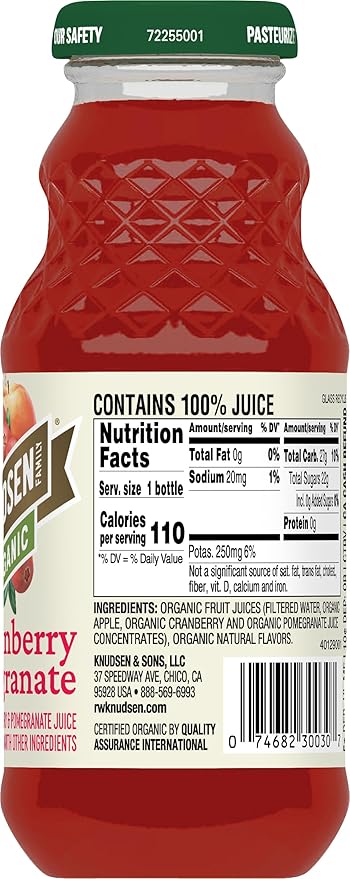 R.W. Knudsen Organic Cranberry Pomegranate Juice, 8 fl oz (12 Pack)