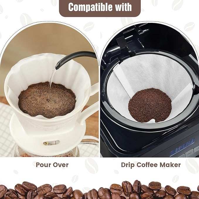 200 Count Cone Coffee Filters #4, Clinuse White Size 04 Coffee Filters 8-12 Cup, Disposable Natural Paper Filters, No.4 Cone Filters for Ninja, Cuisinart, Pour Over and Drip Coffee Maker