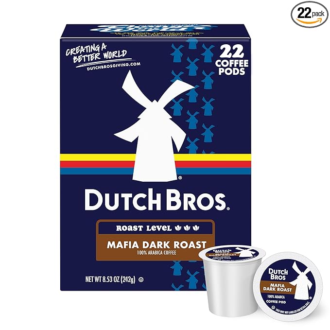 Dutch Bros® Mafia Dark Roast, 22 Count, Dark Roast, Single Serve Coffee Pods for Keurig K-Cup Brewers