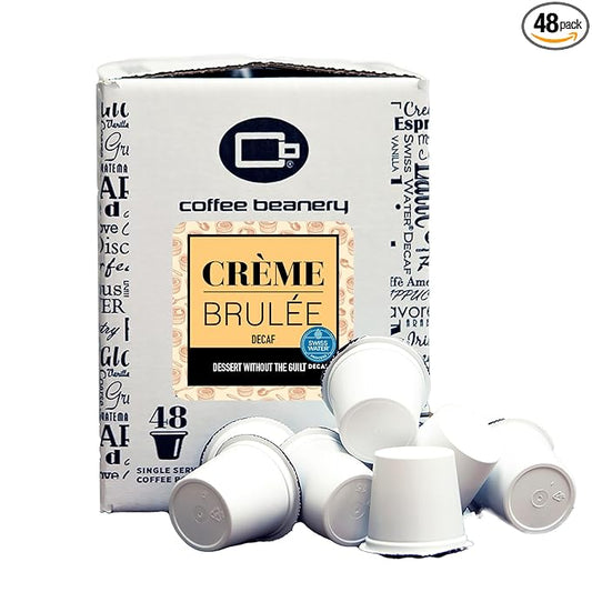 Crème Brulee Decaf Coffee Pods by Coffee Beanery | 48ct Bulk Medium Roast Arbica Coffee