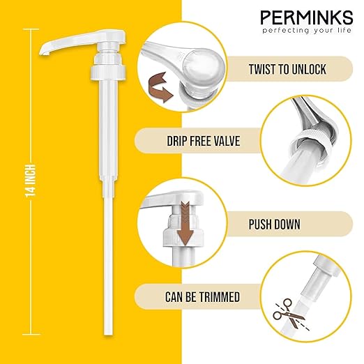 Syrup Pumps- Compatible with Torani and Davinci Bottles (25.4 oz-750ml) (Set of 6, White)