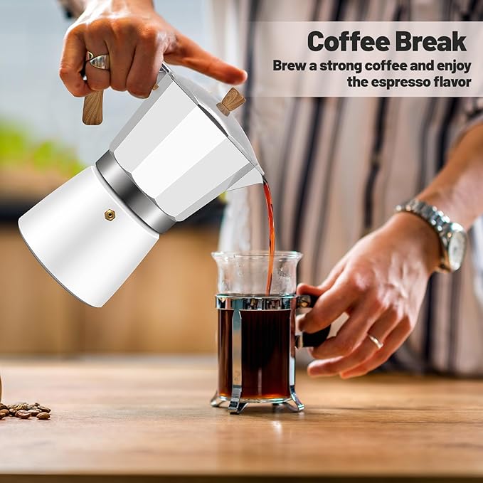 Vaolvpant 12 Cup Aluminum Moka Pot Classic Stovetop Espresso Coffee Maker 600ml 20oz Coffeemaker Percolator Mocha Express Preferred Cafe Makers for Italian and Cuban Café Brewing White