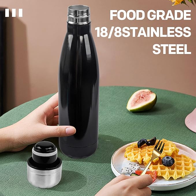 Sfee Insulated Water Bottle, 17 oz Stainless Steel Water Bottles, Double Wall Vacuum Reusable Water Bottles Leak Proof BPA-FREE Sports Bottle Cup Keep Hot&Cold for Running Gym Workout Cycling Kids
