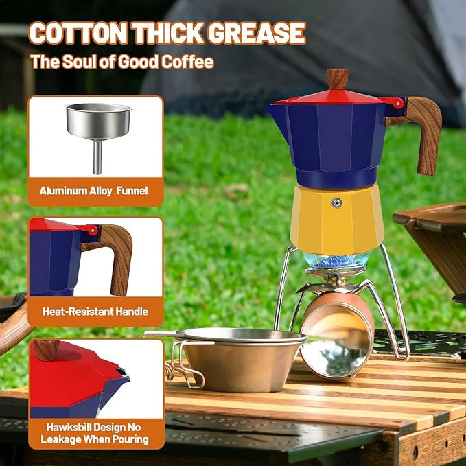 DITOSH 3 Cup Aluminum Espresso Stovetop Moka Pot Express Coffee Maker Percolator Italian Classic Mocha Coffee Machine for Italian and Cuban Cafe Brewing for Home & Camping 150ml 5oz