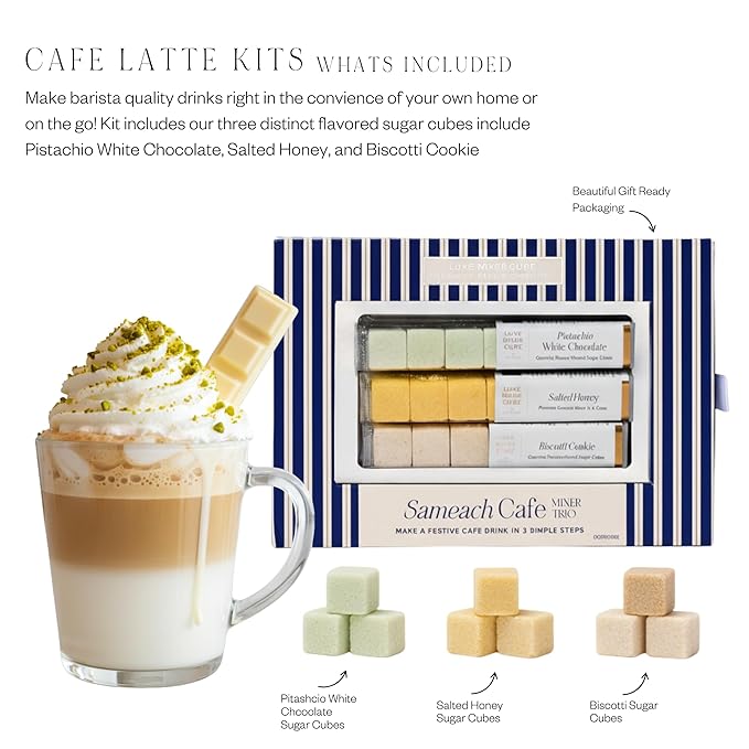 Luxe Mixer Cube Café Mixer Trio – Gourmet Sugar Cube Gift Set with White Chocolate Pistachio, Indulgent Biscotti & Salted Honey – Flavor Mixers for Coffee, Tea & Lattes – Great for Gifting, Hosting & Travel - By Teaspressa