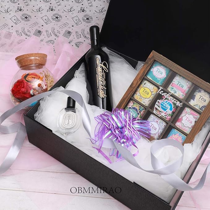 Upgrade 4PCS BLACK Hard Extra Large Gift Box with Lid,16.5 x13 x5.3 Inches, Magnetic Gift Boxes for Clothes Robe Wedding Dress Sweater and Gifts,Reusable Foldable Bridesmaid Proposal Box