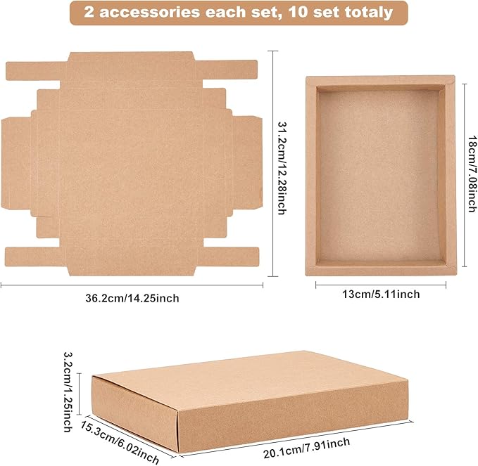 BENECREAT 10 Pack 7.8x6x1.2 Inch Large Kraft Treat Box Paper Drawer Candy Box for Small Dessert, Candy, Mini Soaps and Other Party Favors