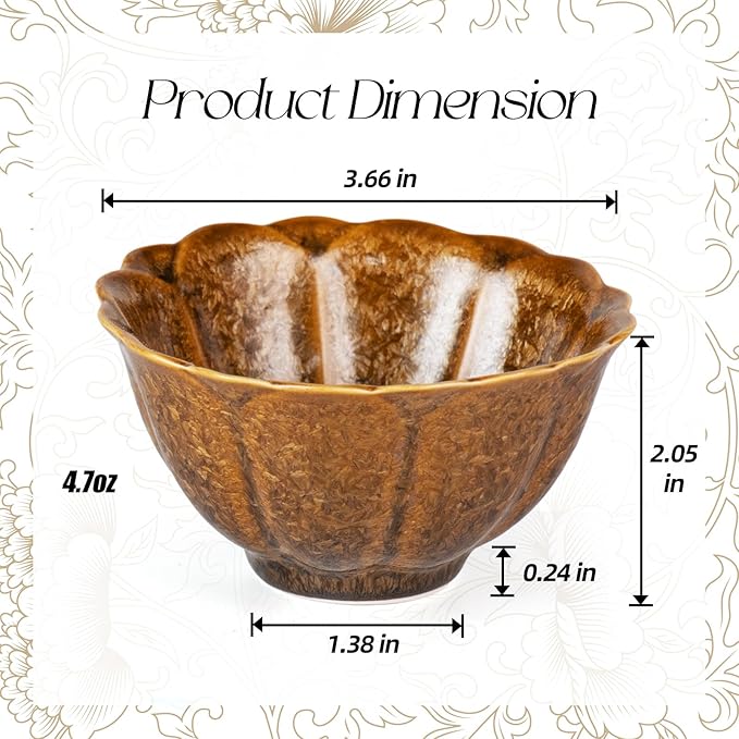 KAMMAK Ceramic Tea & Coffee Cups Set of 2 - Vintage Crystalline Glaze Espresso Mugs, 4.7oz Hand Painted for Afternoon Tea or Coffee, Birthday Gift for Women Men, Flower-shaped Cup