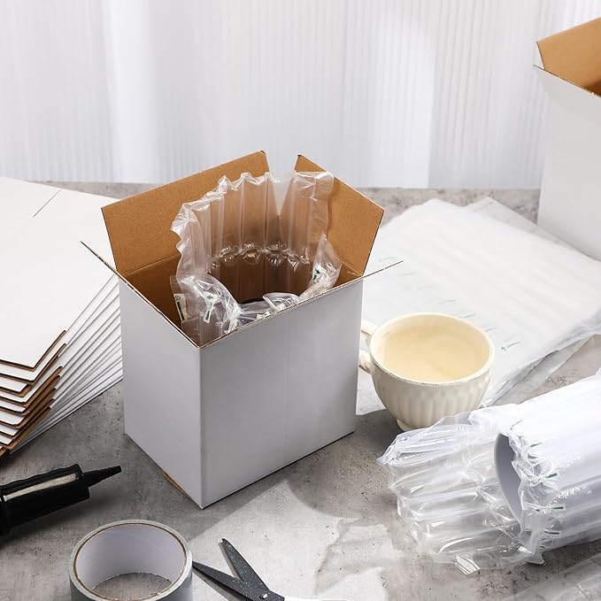48 Sets 6x4x6 Inches Mug Boxes for Gift, Small Shipping Cardboard Box with Bubble Pouch for 15oz Sublimation Coffee Mug Packaging Gift Box for Wrapping Shipping Storing Fragile Item (White)