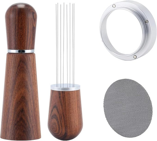 51mm Espresso Accessories Kit,316 Stainless Steel WDT Tool Espresso,Dosing Funnel and Puck Screen Set,Espresso Distribution Tool,Espresso Coffee Stirrer for Barista