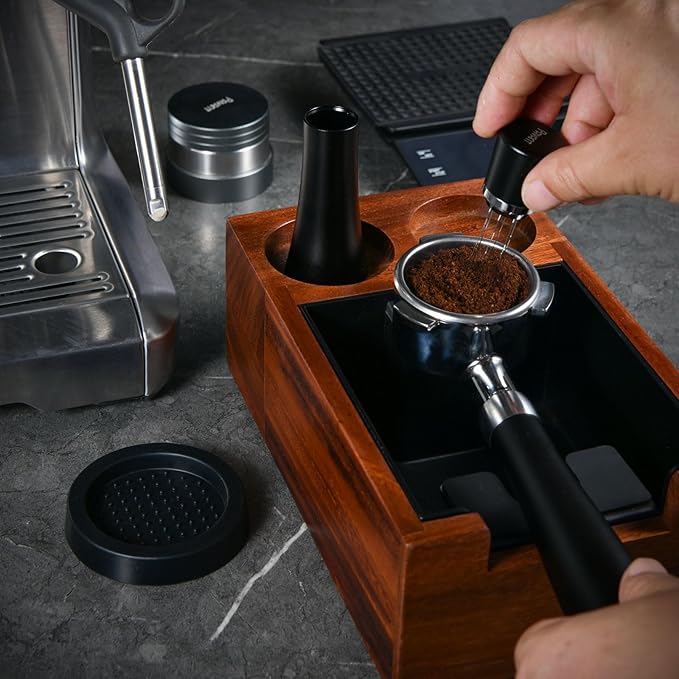 WDT Distribution Tool with Stand,6 Prongs Coffee Stirring Tool for Espresso Distribution-Espresso Needle Espresso Stirrer-0.4mm Thick Wires-Weiss Distribution Technique-Anodized Aluminum Handle