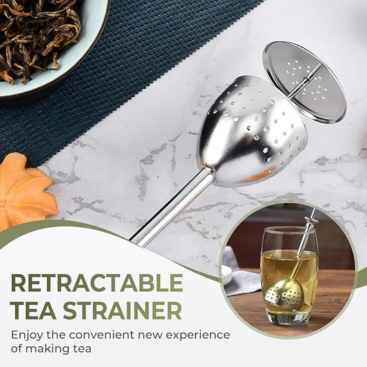 Stainless Steel Tea Diffuser,2025 New Tea Strainer Tea Infuser for Loose Leaf Tea,Creative Tea Spoon With Handle,Fine Holes Tea Interval Filter,Tea Holder Steeper for Tea Accessories (Silver D/2pcs)