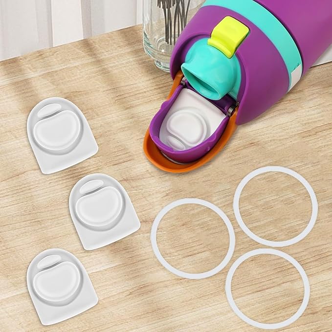 3 Sets Replacement Seal Gasket Stoppers for Owala Freesip Cap Mouth,Silicone O Sealing Ring Parts Water Bottle Top Lid Accessories for Owala Freesip 16/19/24/32/40oz（White）
