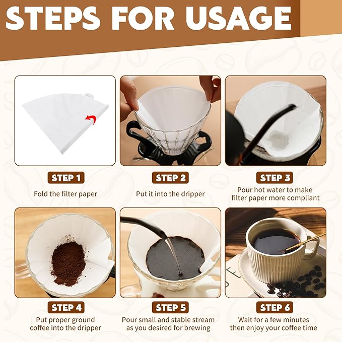 DTFMZOV 200 Count Cone Coffee Filters, Coffee Filters #2 Disposable, V60 Cone Paper Filter for Pour Over and Drip Coffee Maker, Suitable for Home Coffee Shop (White，2-4 Cup)