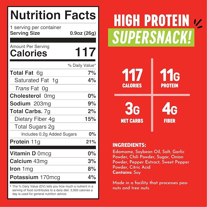 The Only Bean Crunchy Roasted Edamame Snacks Pack (Sriracha), Protein Keto Food, Gluten Free, Asian Japanese Snacks, Hot Spicy Snack, 0.9oz 10 Pack