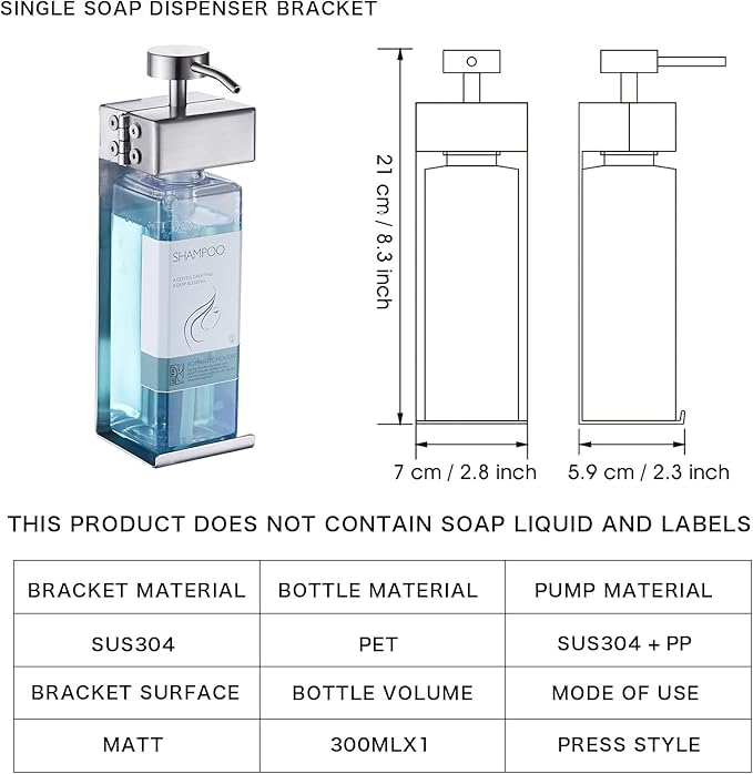 Shampoo, Conditioner, Bath Shampoo Dispenser 1 Bathroom Shower Refillable Soap Dispenser Pump Bottle - Bathroom Wall-Mounted Bath Soap Dispenser Empty Shower Gel Dispenser Set (1-Room)