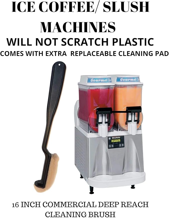 LONG HANDLE 16" COFFEE AIR POT/DECANTER URN CLEANING BRUSH FOR STAINLESS LINED THERMAL CARAFES COMMERCIAL USE UNBREAKABLE REPLACEABLE CLEANING PAD