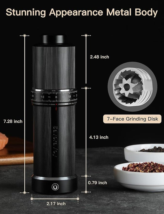 SavoraVoy Manual Pepper Grinder & Pepper Mill - Heavy-Duty All-Metal Construction with External Adjustment, Premium Mechanical Design for Home & Restaurant Use