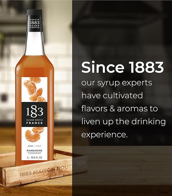 1883 Tangerine for Drinks, Made in France, 1 Liter Glass Bottle
