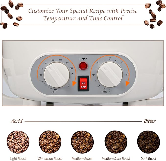 Upgraded Coffee Roaster Machine with Timer, 110V Coffee Roaster for Home Use, Beginner-Friendly Coffee Bean Roaster