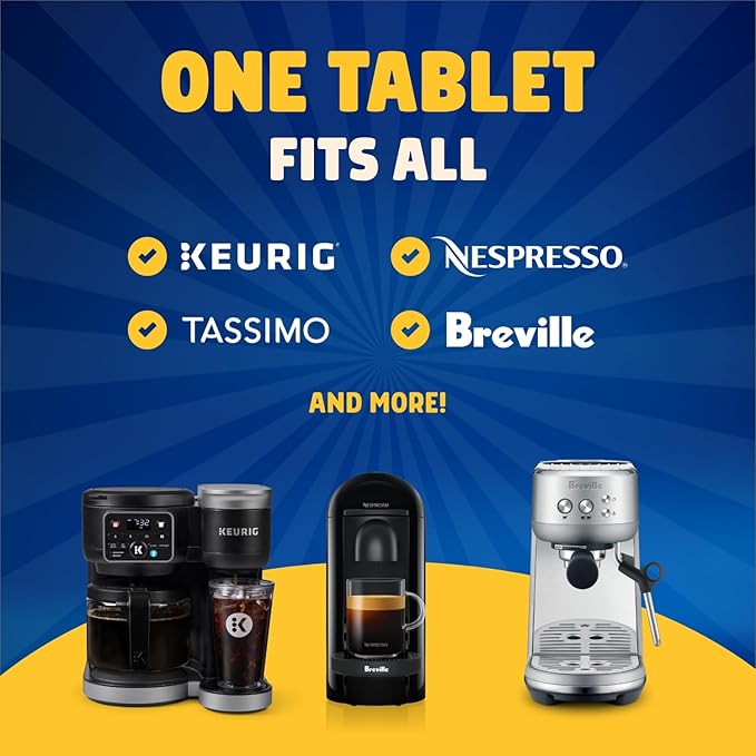 THE BIG FIZZ Coffee Maker Descaler - Easy to Use Coffee Machine Tablets Compatible with All Major Brands - Fast Acting Descaling Tablets Preserves Brew Flavor & Machine Longevity (12 Count)