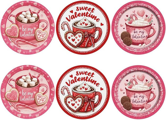 Sweetheart Coasters for Drinks with Holder Round Leather Coasters Set of 6 Cups Mugs Mat Pad for Home Kitchen Bar
