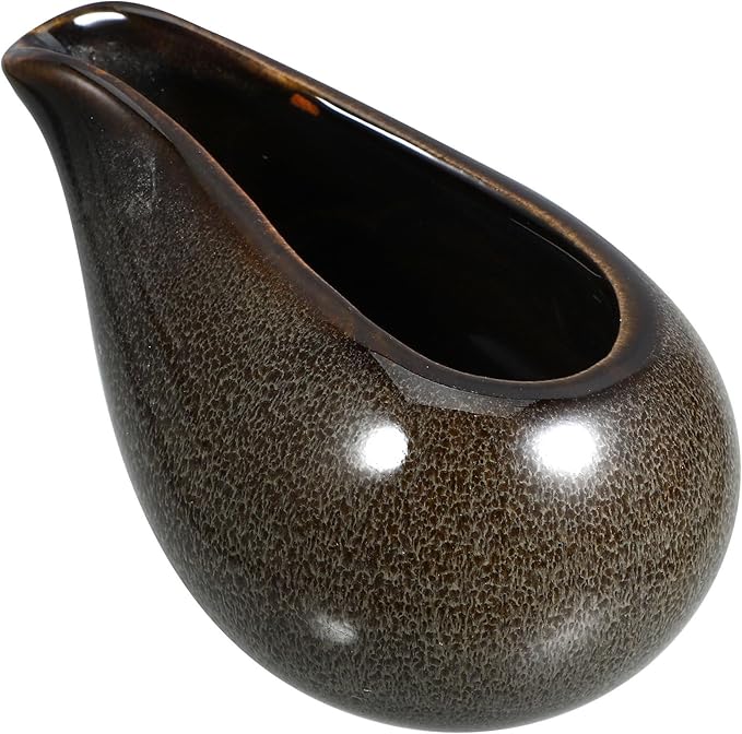Amosfun 3.4 Oz Ceramic Creamer Pitcher Small Sauce Server Porcelain Dipping Pot with Lid for Kitchen Dining and Entertaining