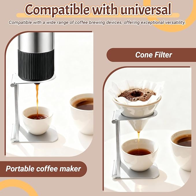 Diakey Portable Coffee Maker Stand, Foldable Aluminum Pour Over Coffee Dripper Holder for Espresso Machines, Compact for Camping & Home Use (1 Pack Silver)
