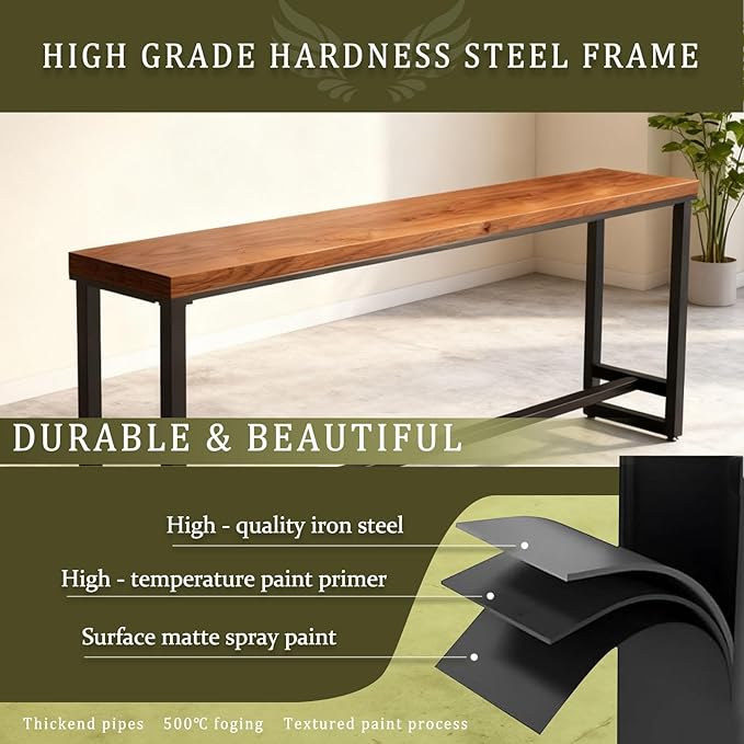 Bar Height Table Long Bar Table Solid Wood Farmhouse Bar Table Industrial Long Bar Height Table for Kitchen Coffee Shop, No Stool(63" L x 15.7" W x 41.3" H)