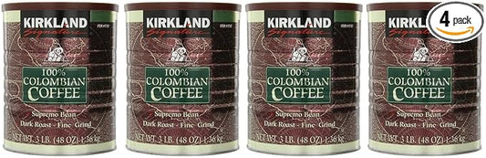 Kirkland Signature, Colombian ncZFD Coffee Supremo Bean 3 Pounds (Pack of 4)